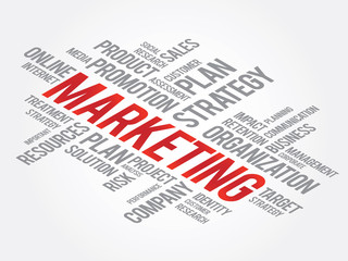 Word Cloud with Marketing related tags, vector business concept