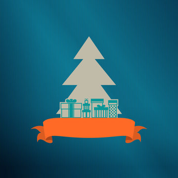 Christmas tree with gifts , vector illustration