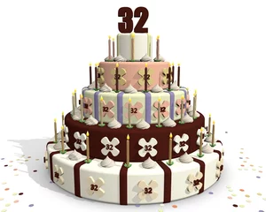 Foto op Plexiglas verjaardag Taart met cijfer 32 © emieldelange