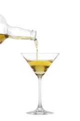 Pouring into a Martini glass