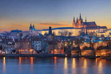 Fototapeta na wymiar Landscape of Charles Bridge in Prague