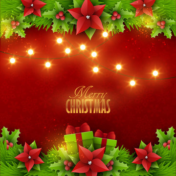 Christmas background with christmas lights
