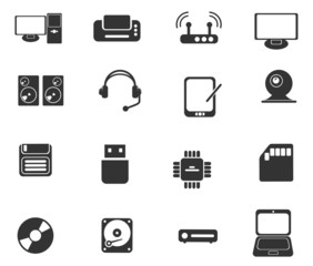 Computer equipment simple vector icons