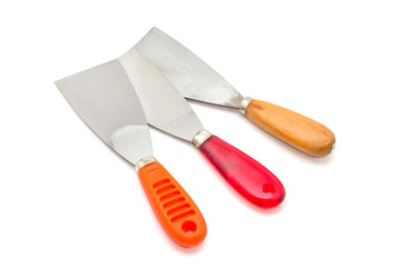 Metal spatula on a white background