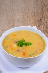 Fish chowder in a white bowl © Arena Photo UK