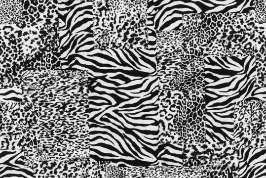 texture of print fabric striped zebra and leopard