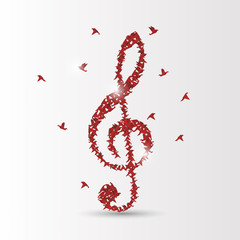 origami birds violin clef