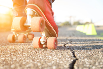 roller skating close up