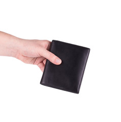 Leather wallet in man hand.