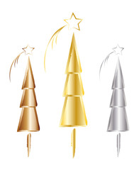 Gold, Silber, Bronze - drei Weihnachtsbäume