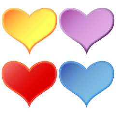 Set of hearts with wings