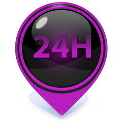 24 hours pointer icon on white background