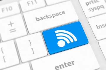 wifi concepts, with message on enter key of computer keyboard.