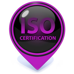 Iso certification pointer icon on white background