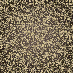 seamless victorian pattern on brown background