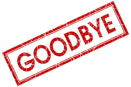 goodbye red square stamp isolated on white background