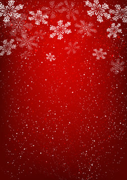 Xmas snowflakes on red background