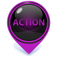 Action pointer icon on white background