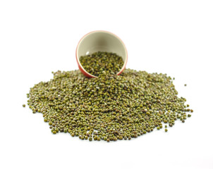 Green bean or mung bean isolated on white background