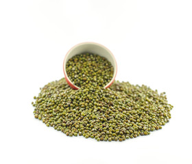 Green bean or mung bean isolated on white background