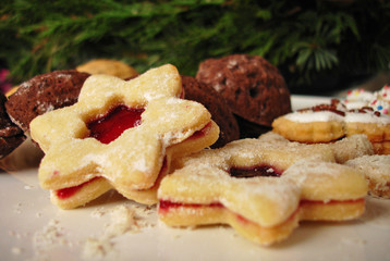 Close up of christmas sweets with jam