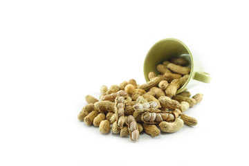 Peanuts, beans isolated on white background