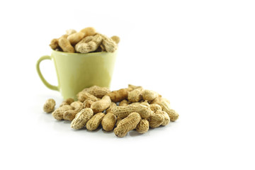 Peanuts, beans isolated on white background