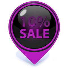 Sale ten percent pointer icon on white background