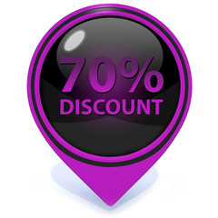 Discount seventy percent pointer icon on white background