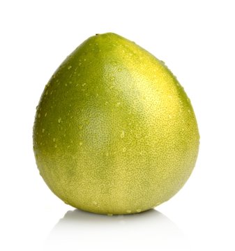 Wet Pomelo, chinese grapefruit drop waters isolated on white
