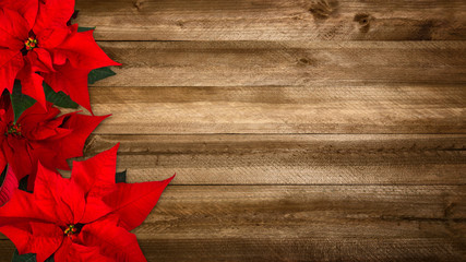 Hintergrund aus Holz und Weihnachtsstern