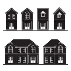 set of silhouette houses flat design vector illustration