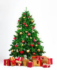 Weihnachtsbaum mit vielen Geschenkeboxen