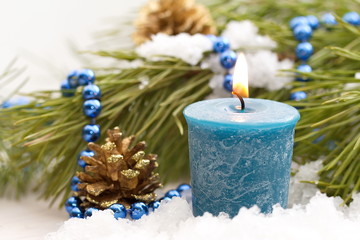 Candle with christmas decoration