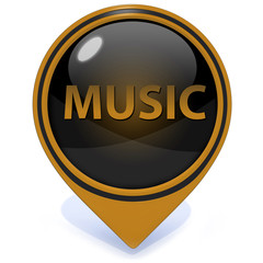 music pointer icon on white background