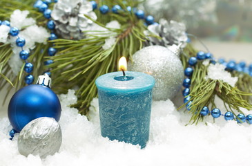 Candle with christmas decoration