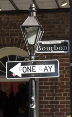 One Way road sign changed to read Gone Gay New Orleans USA
