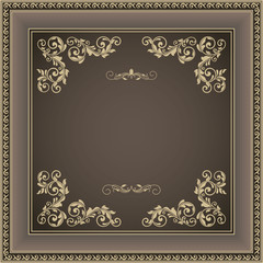 Vintage frame on victorian seamless background