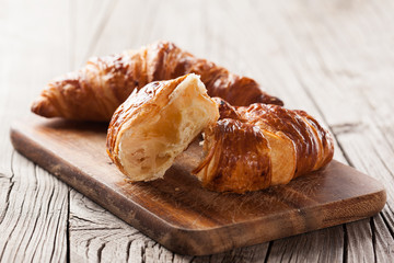 Fresh croissants on a table