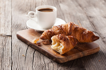 Fresh croissant and coffee