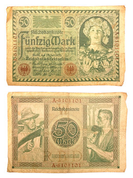 Inflationsgeld Reichsbanknote 1920 Vorderseite und R&uuml;ckseite