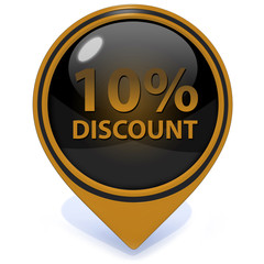 Discount ten percent pointer icon on white background
