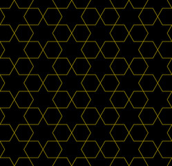 Yellow and Black Hexagon Patterned Fabric Background