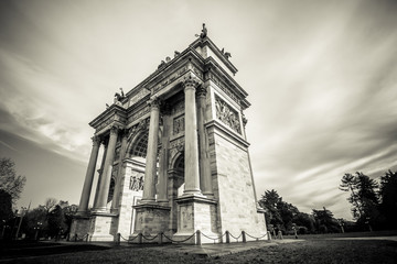 Milan, Italy. Arco della Pace (Arch of Peace) in Sempione Park