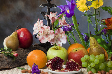 Obrazy na Szkle  owoce i kwiaty