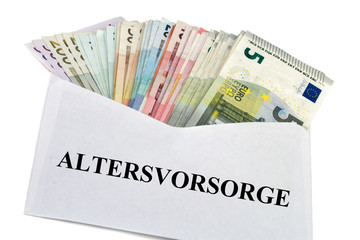 Geldscheine im Briefumschlag - Altersvorsorge