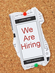 We Are Hiring in the classified adverts section of the newspaper