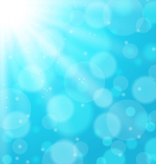 Abstract blue background with sunbeam