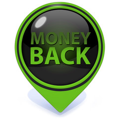 Money back pointer icon on white background