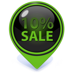 Sale ten percent pointer icon on white background